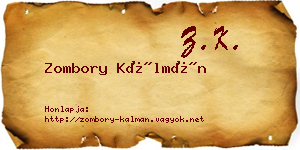 Zombory Kálmán névjegykártya